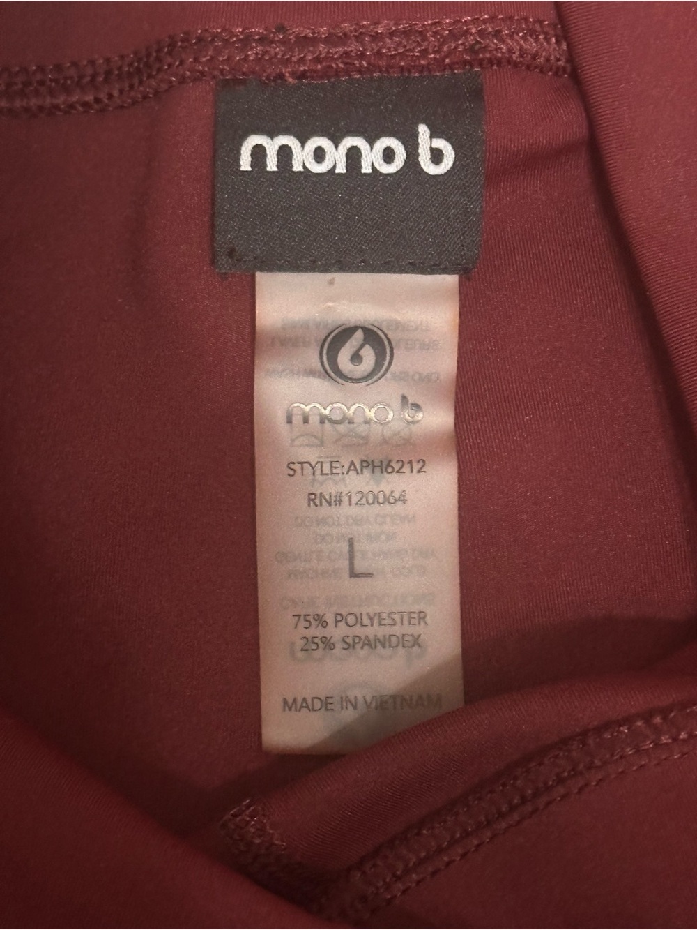 Mono B High-Waist Burgundy Plum Leggings with side pockets Size L - Picture 4 of 4